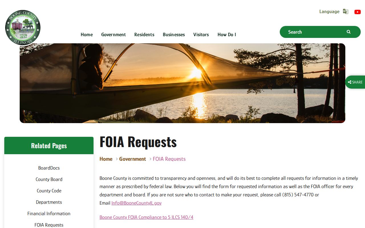 Boone County FOIA request routing page