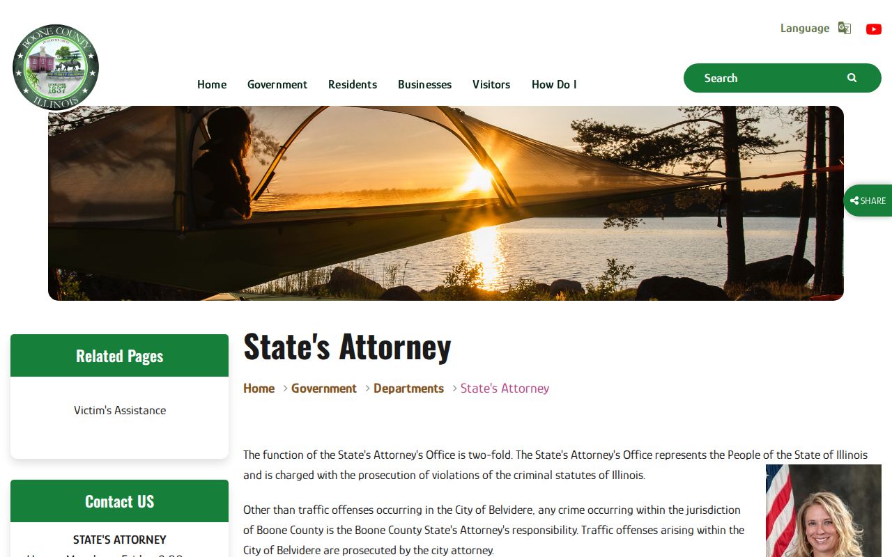 Boone County State's Attorney department page serving Capron cases