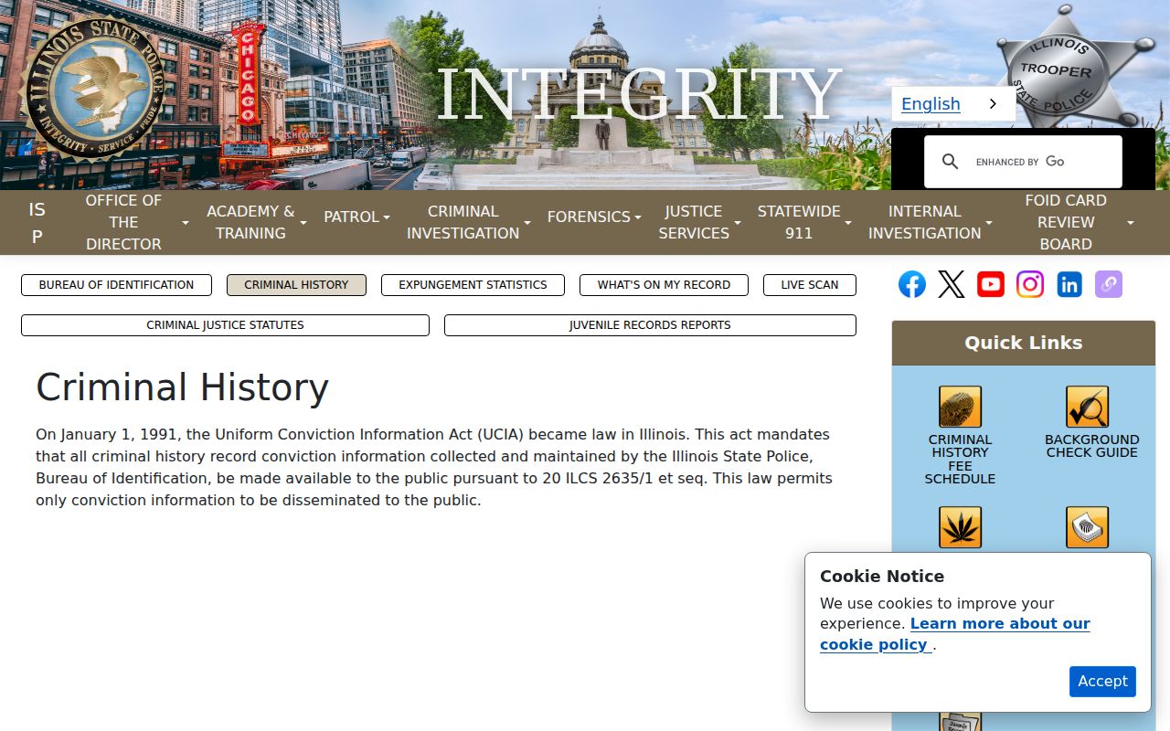 Boone County criminal history Illinois State Police channels